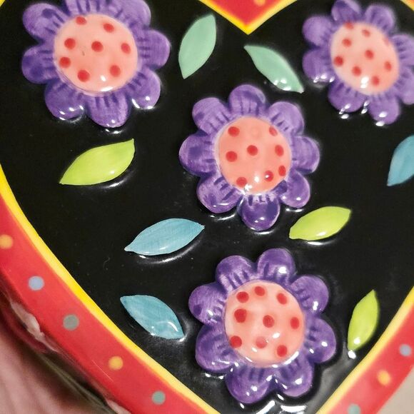 Heart Shaped Floral Ceramic Custom Trinket Box Handpainted - Picture 3 of 8